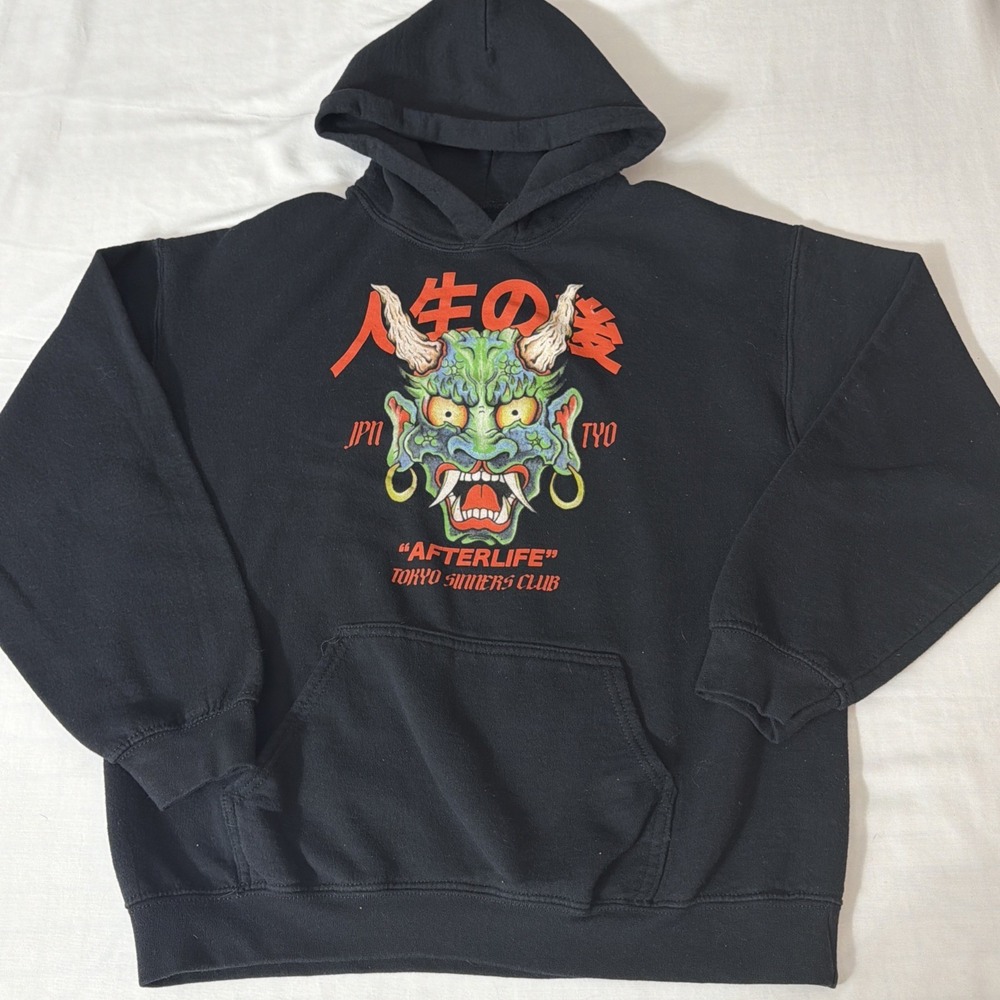 Tillys CVLA Afterlife Dragon Hoodie Mens Medium Black Tokyo Sinners Club Gym Fit